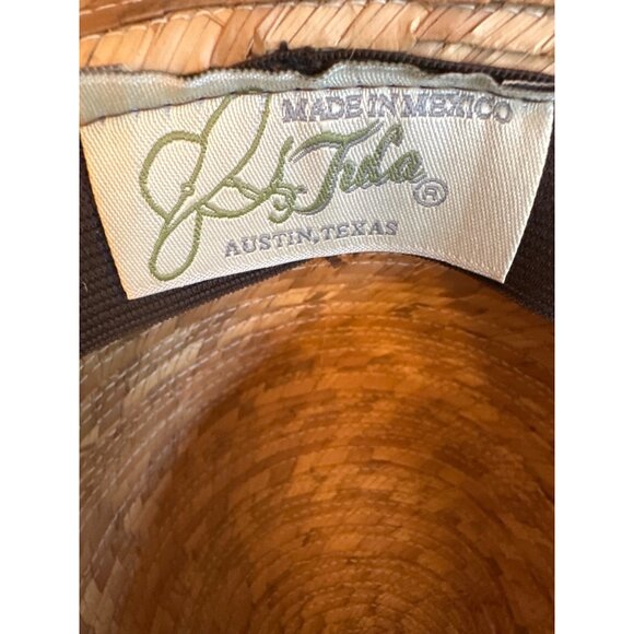 J. Fielder Straw Fedora Hat With Patterned Band Size L Made In Mexico - Picture 4 of 5